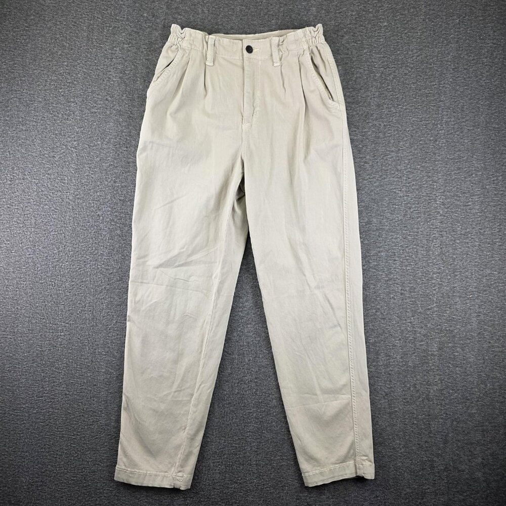 American Eagle Pants Womens 2 Short Beige High Rise Paperbag Tapered Stretch
